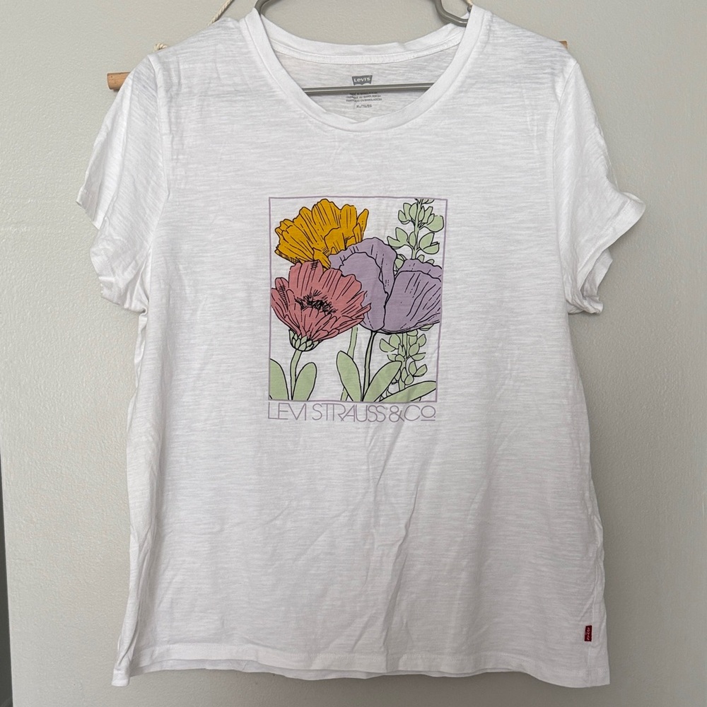 Levi's White Tee with Floral Graphic